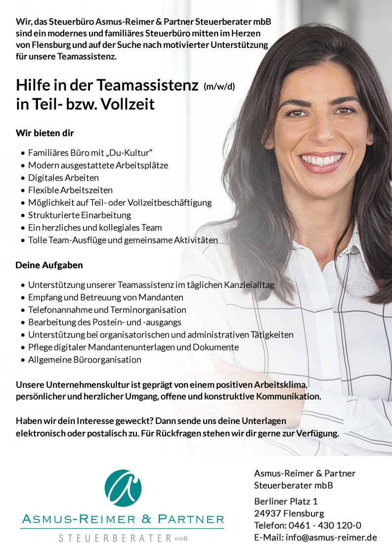 Hilfe in der Teamassistenz (m/w/d)  in Teil- bzw. Vollzeit