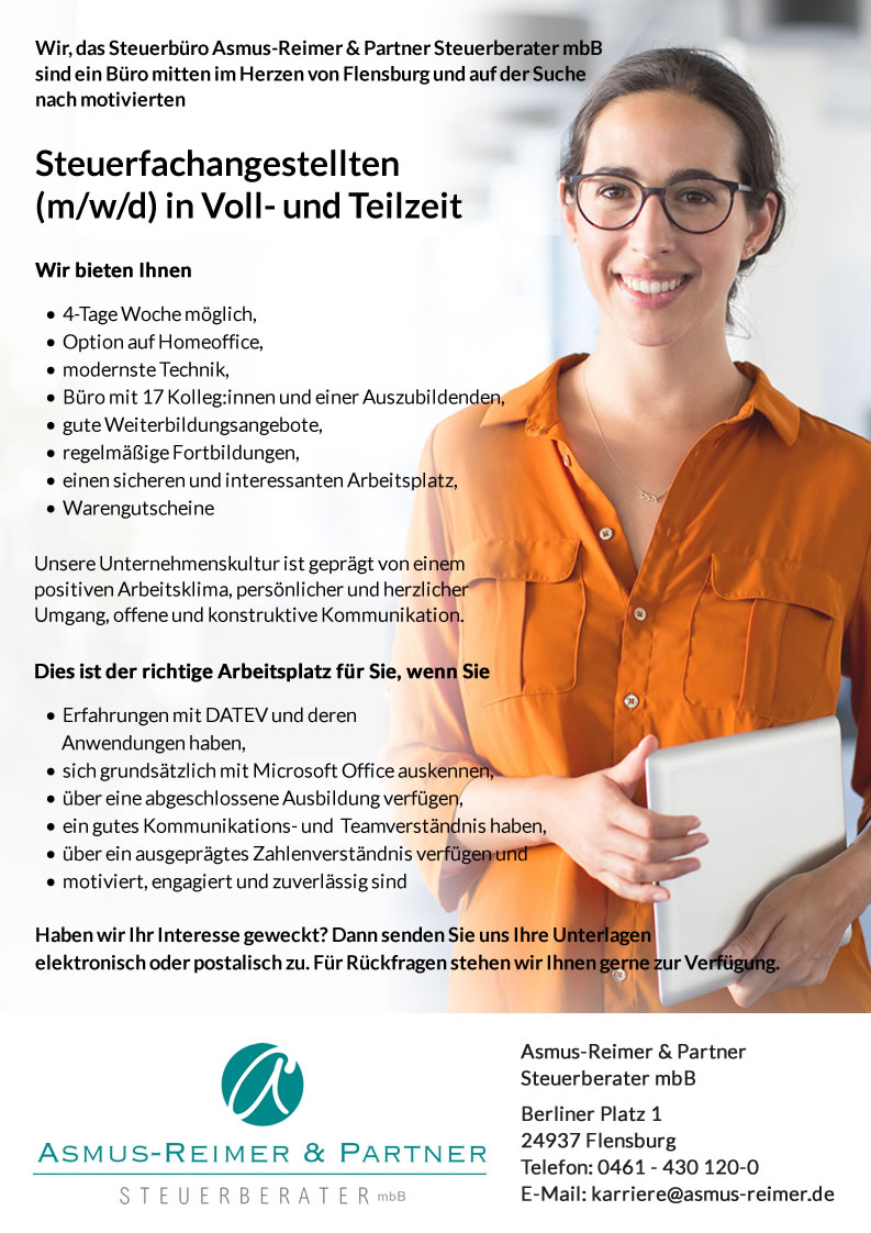 Steuerfachangestellten (m/w/d) in Voll- und Teilzeit